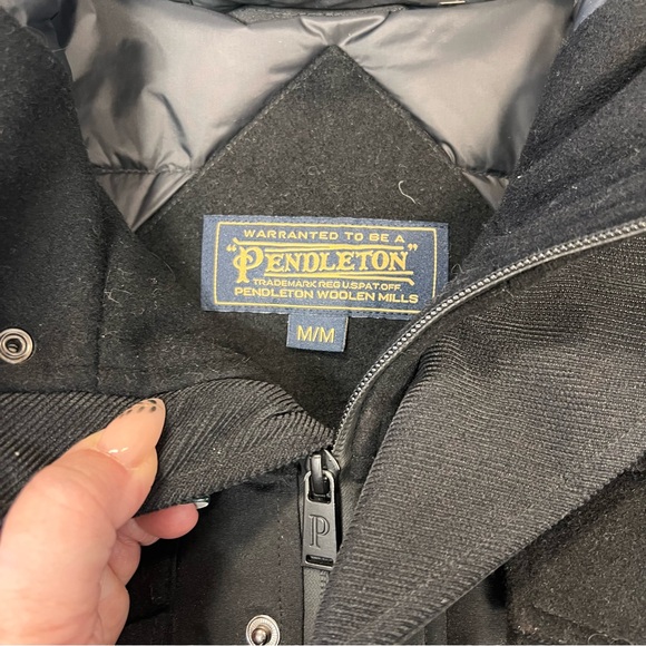 Pendleton Men’s Ontario Down Filled Parka Black Hooded Jacket SZ MED - Picture 7 of 12